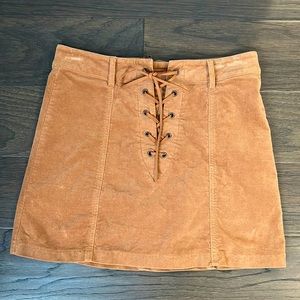 EUC Forever 21 tan velvet mini skirt